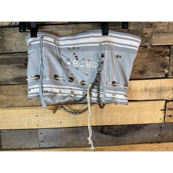 Deconstructed Dystopian Streetwear Punk Y2K Rave Baby Blue Tube Top Large - Picture 1 of 5